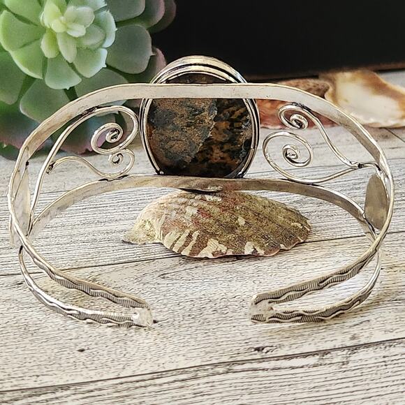 Harmony's Embrace Sterling Silver Healer's Gold Cuff Bracelet - Picture 5 of 10